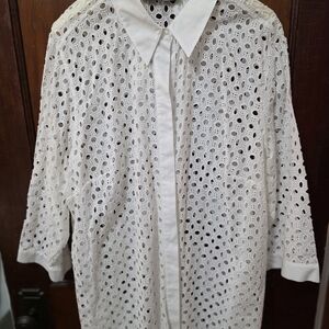 Jones Studio White Lace Blouse